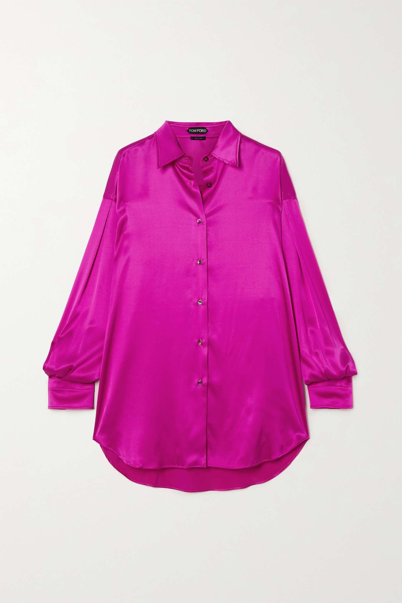 Oversized stretch-silk satin shirt - 1