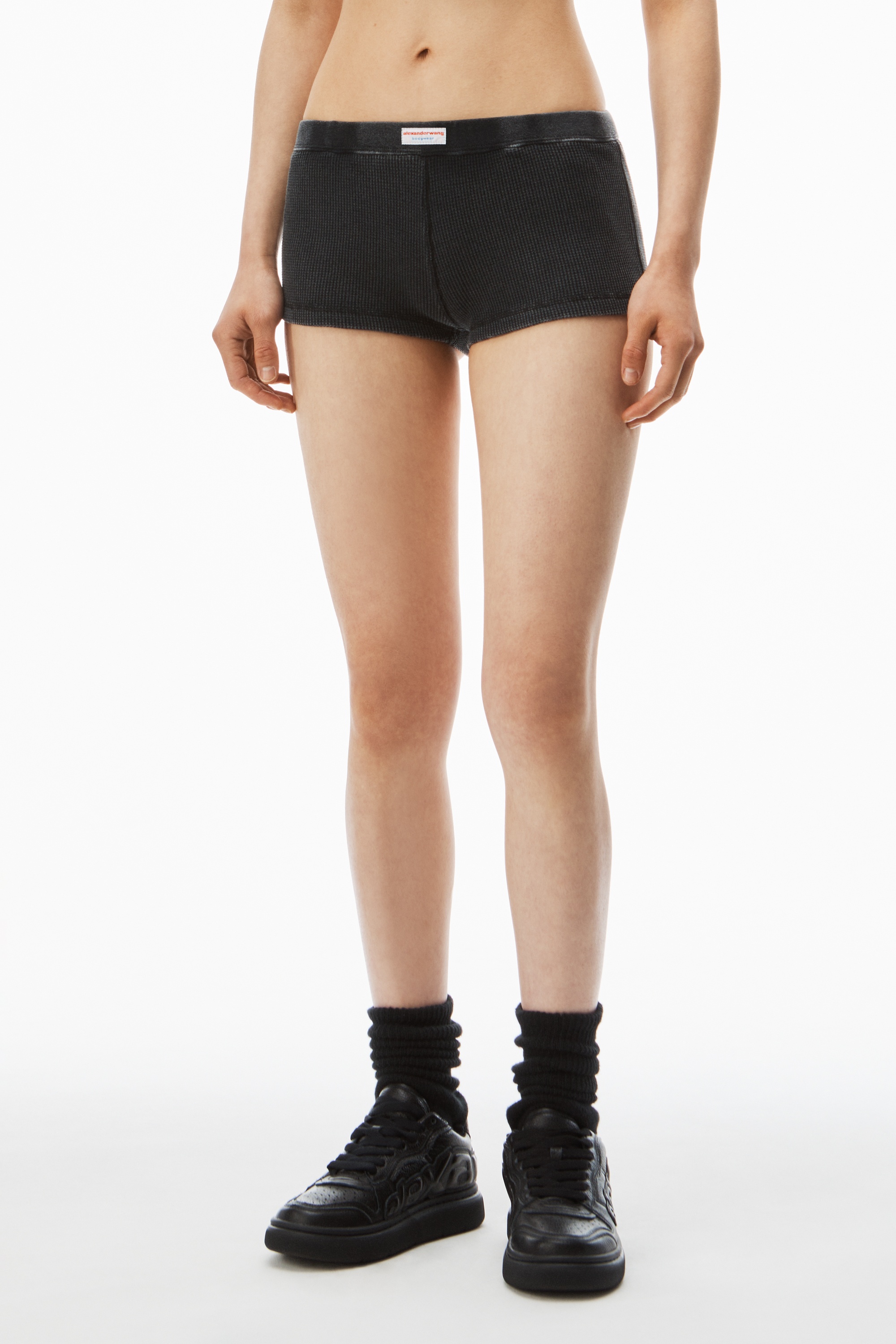 boy short in waffle-knit cotton stretch - 3