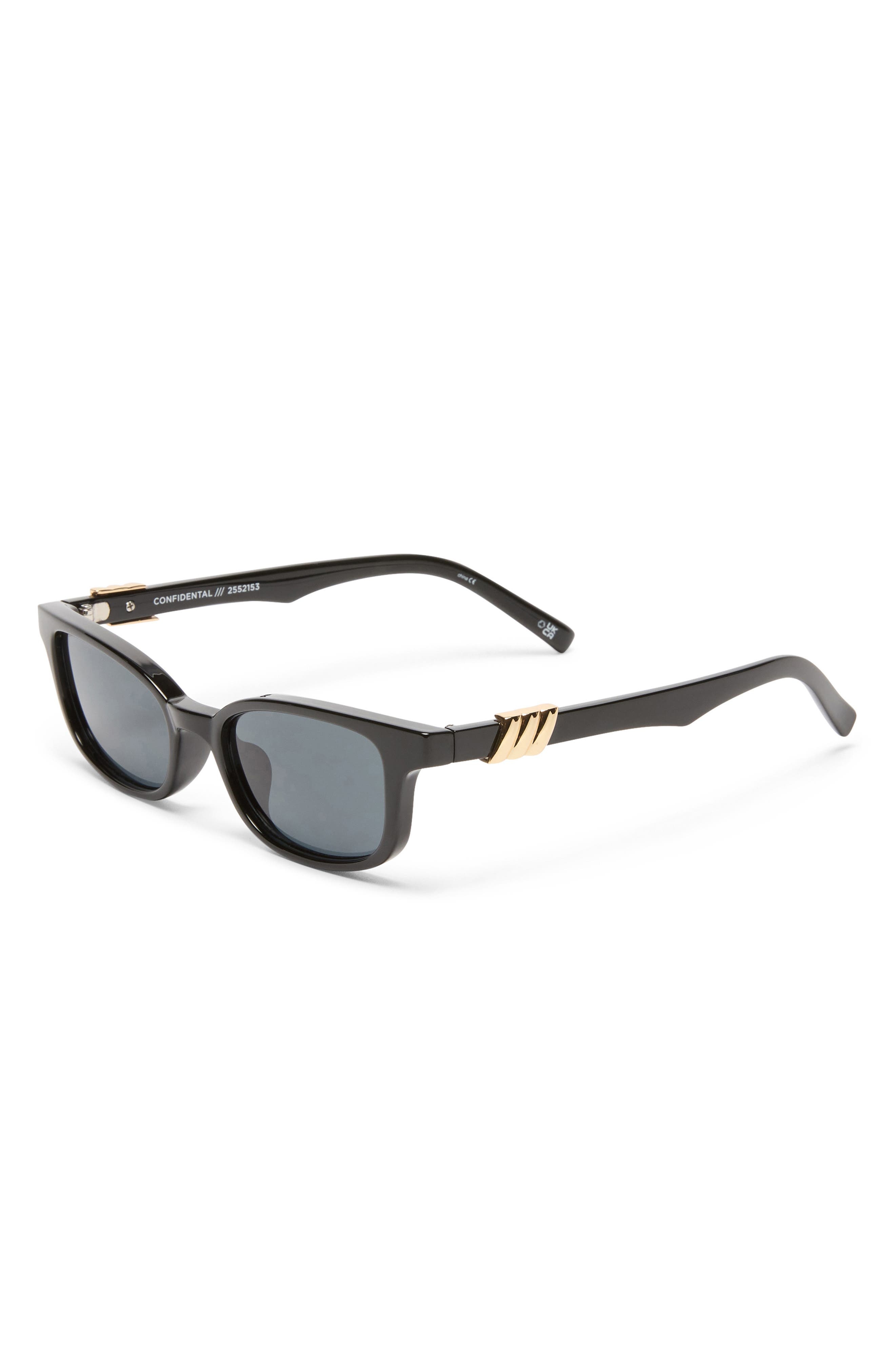 Le Specs Confidential 51mm Rectangular Sunglasses in Black/Smoke Mono at Nordstrom - 2