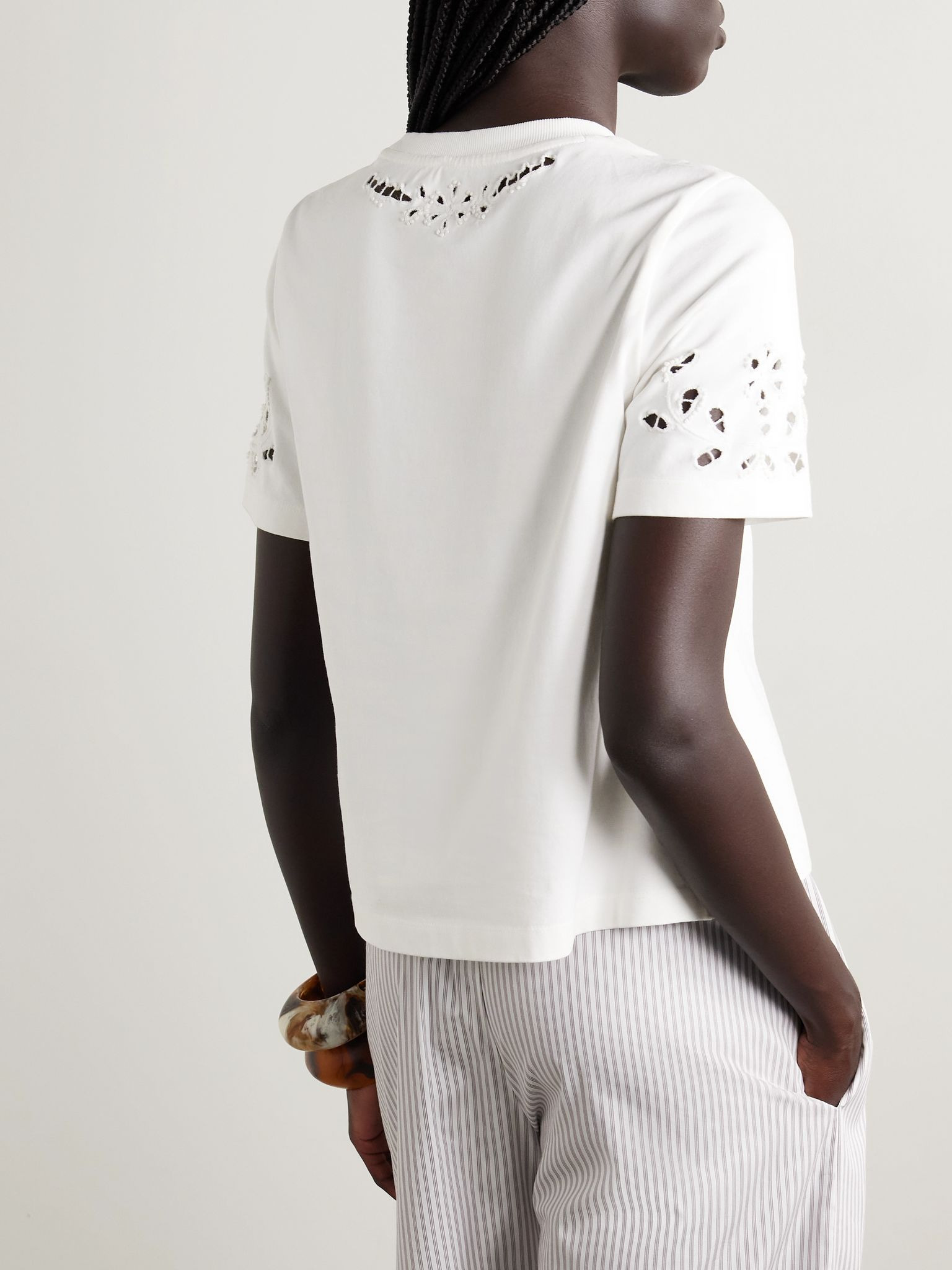 Marie broderie anglaise cotton-jersey T-shirt White - 3