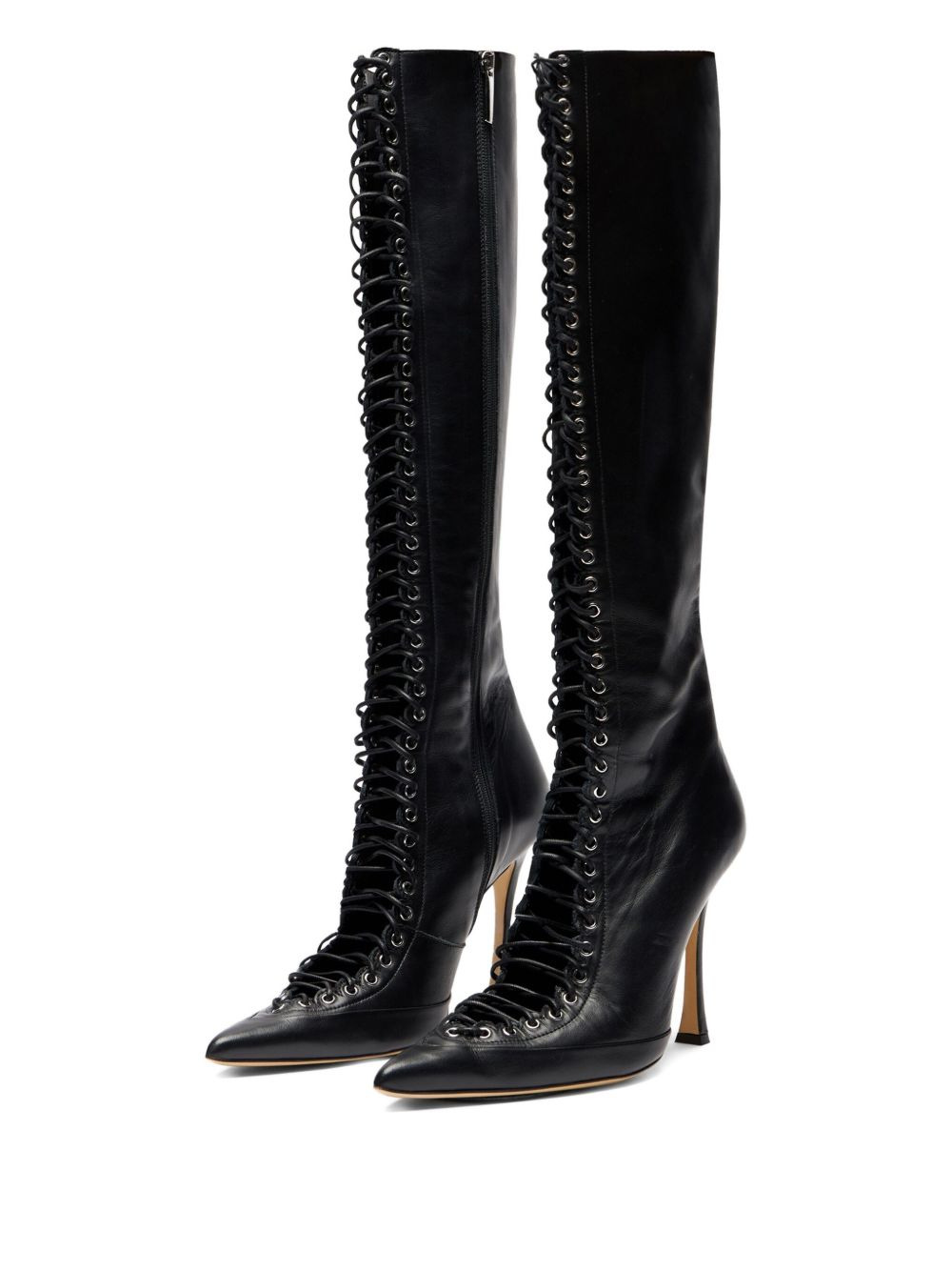 lace-up pointed-toe boots - 2