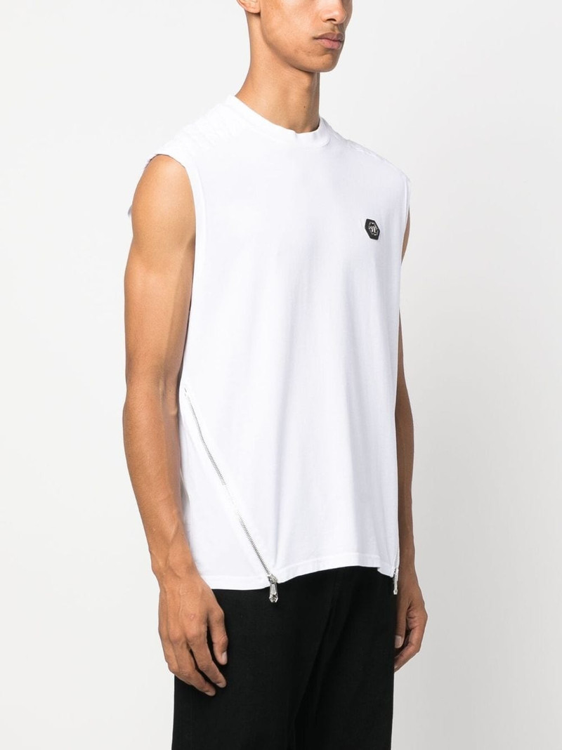 logo-patch sleeveless T-shirt 4