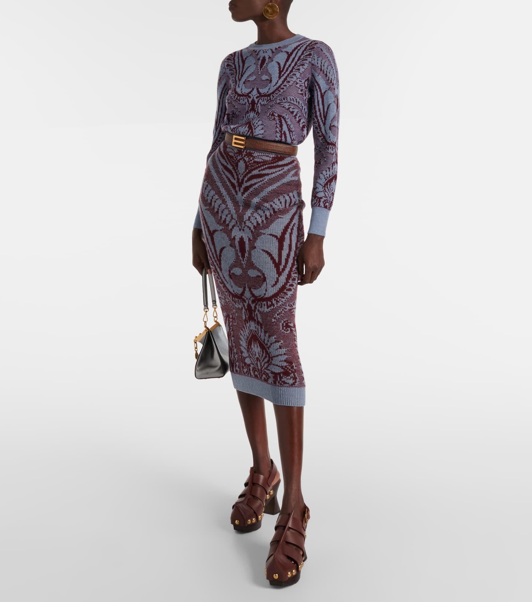 Wool jacquard midi skirt - 2