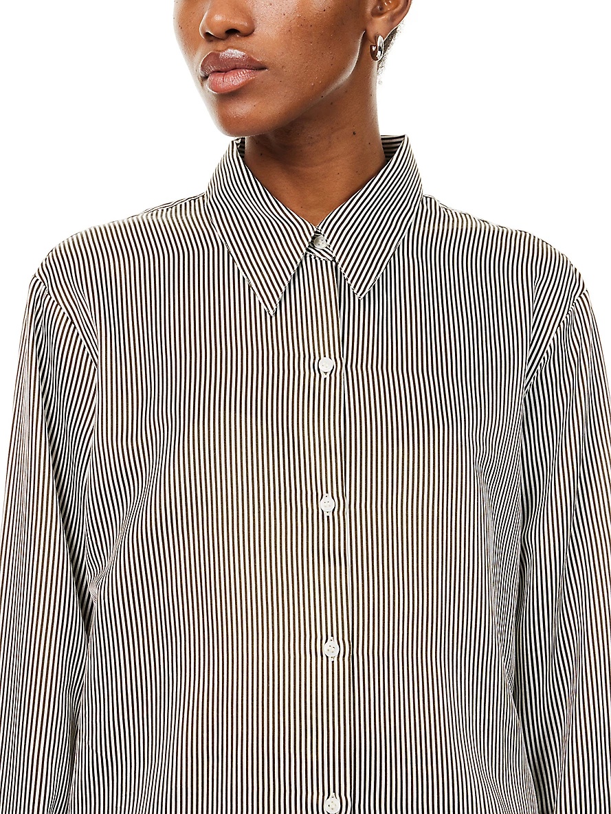 Camilia striped-print long-sleeves cotton and silk-blend shirt - 5