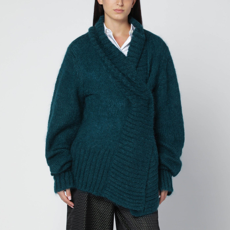 Oversized petroleum green mohair-blend sweater 1