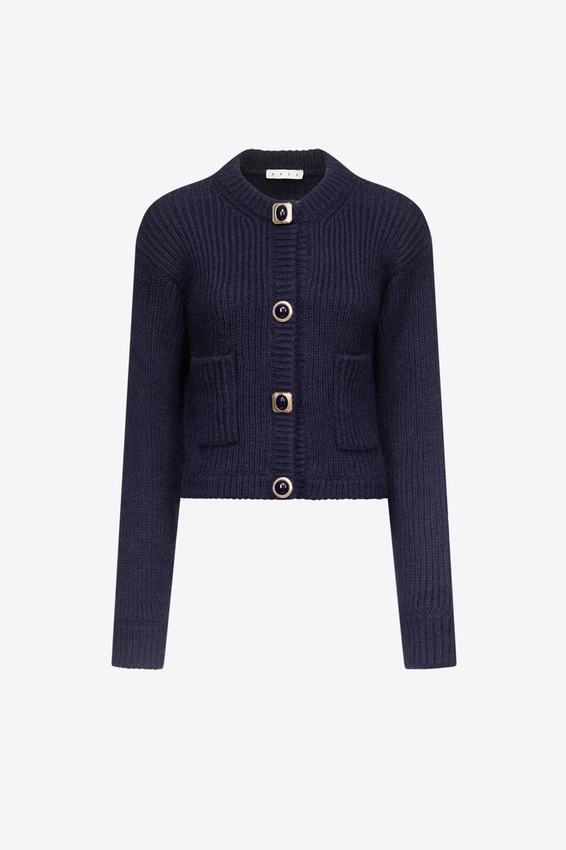 GEMSTONE BUTTON KNIT CARDIGAN - 1