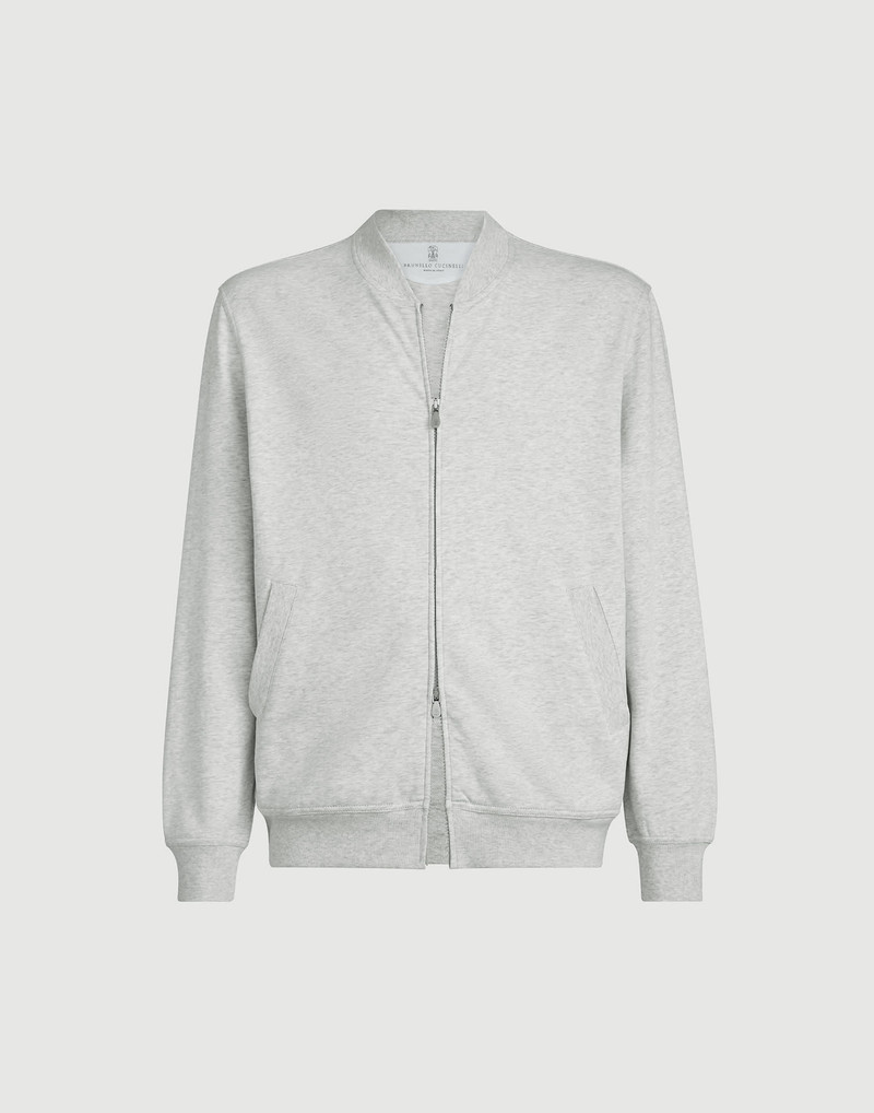Techno cotton French terry sweatshirt with zipper 1