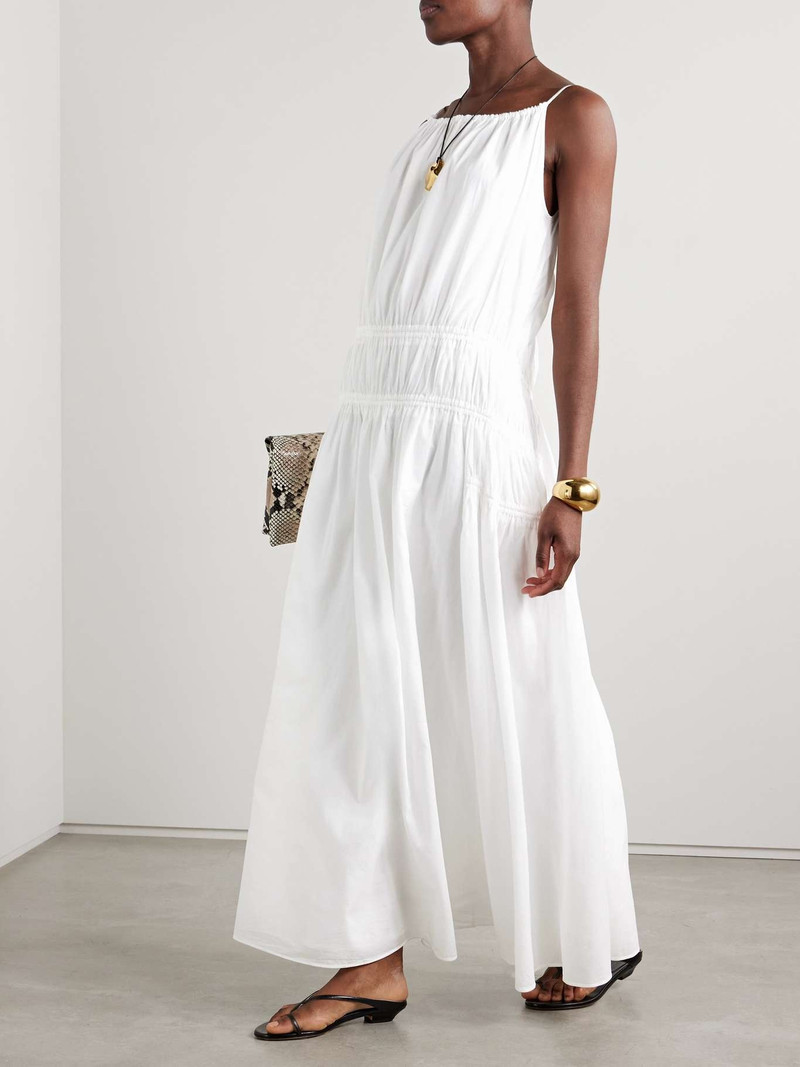 Another Tomorrow Gathered tiered cotton-poplin maxi dress White outlook