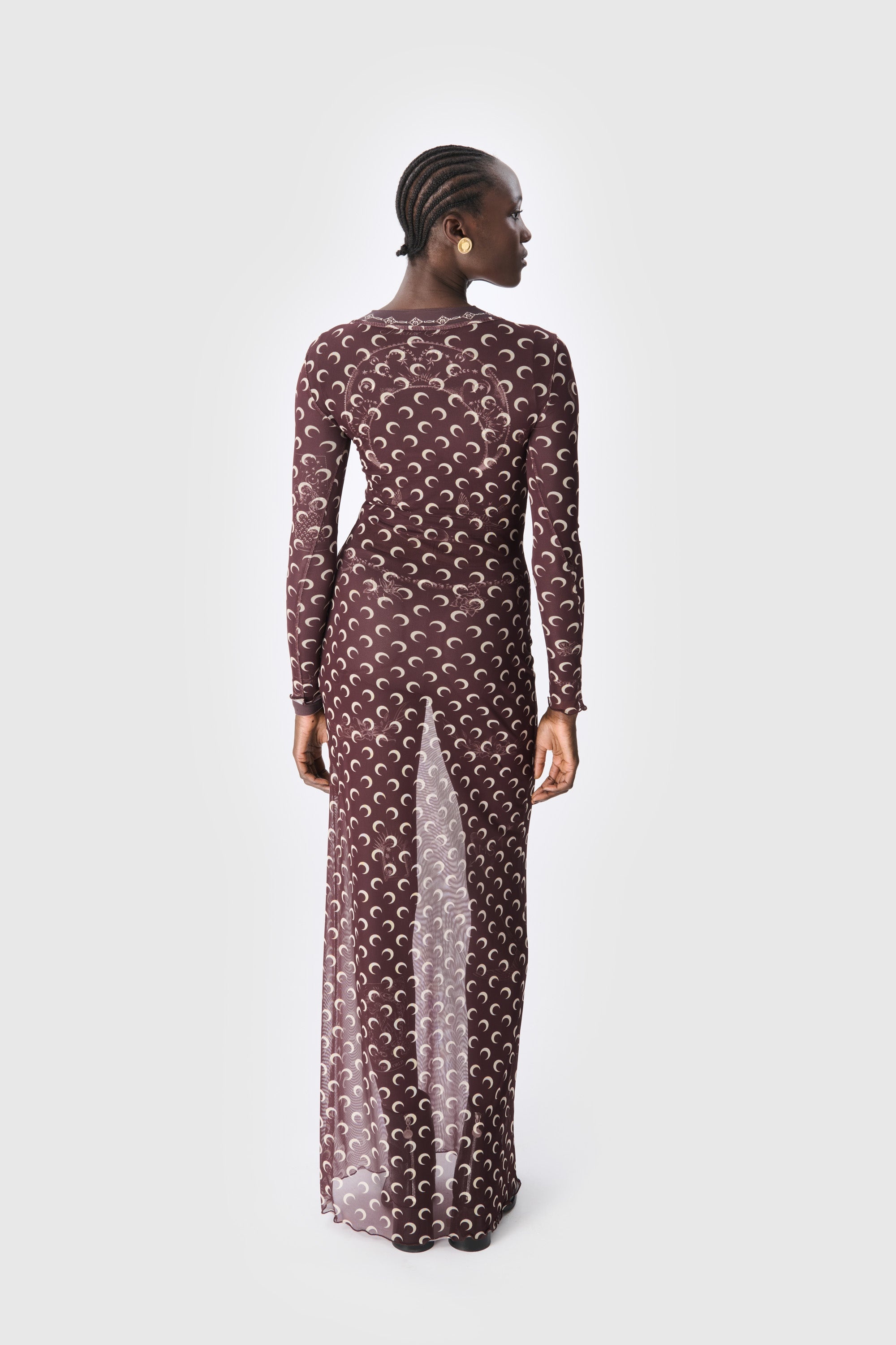 Moon Printed Mesh Panelled Dress - 2
