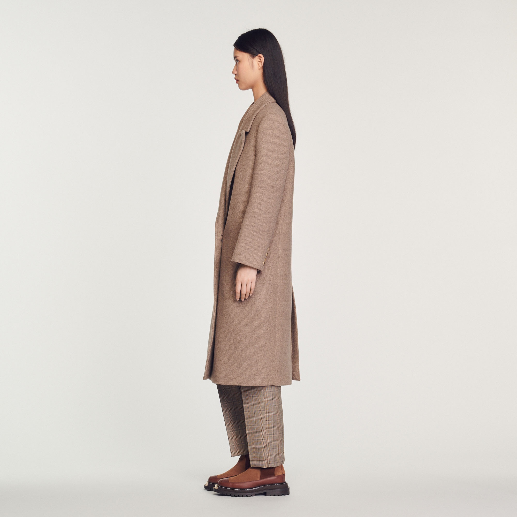 Sandro Long wool blend coat | REVERSIBLE