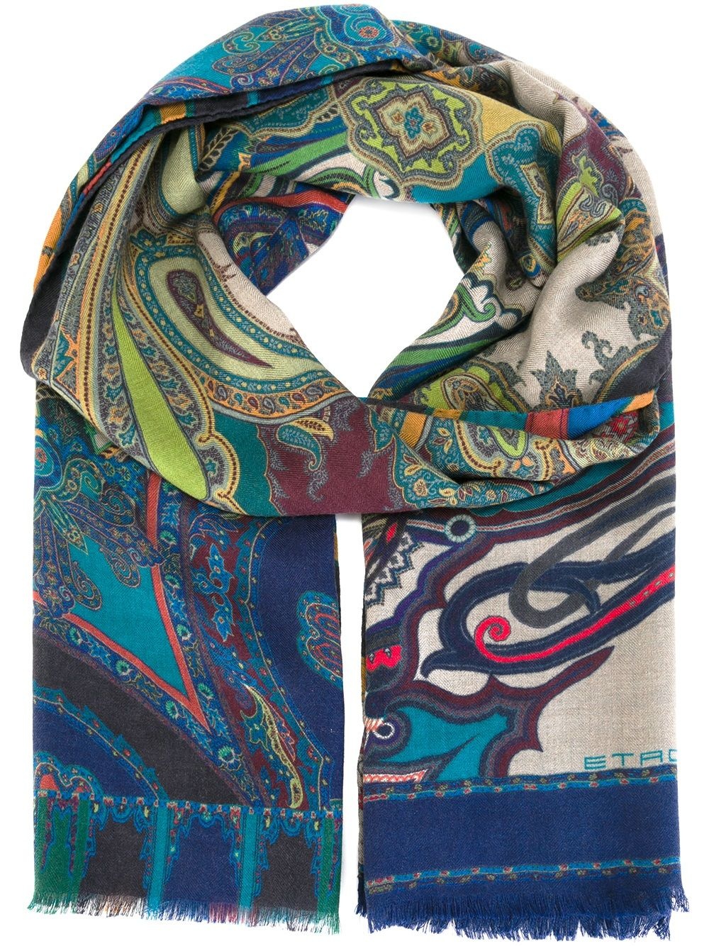 floral paisley print scarf - 1