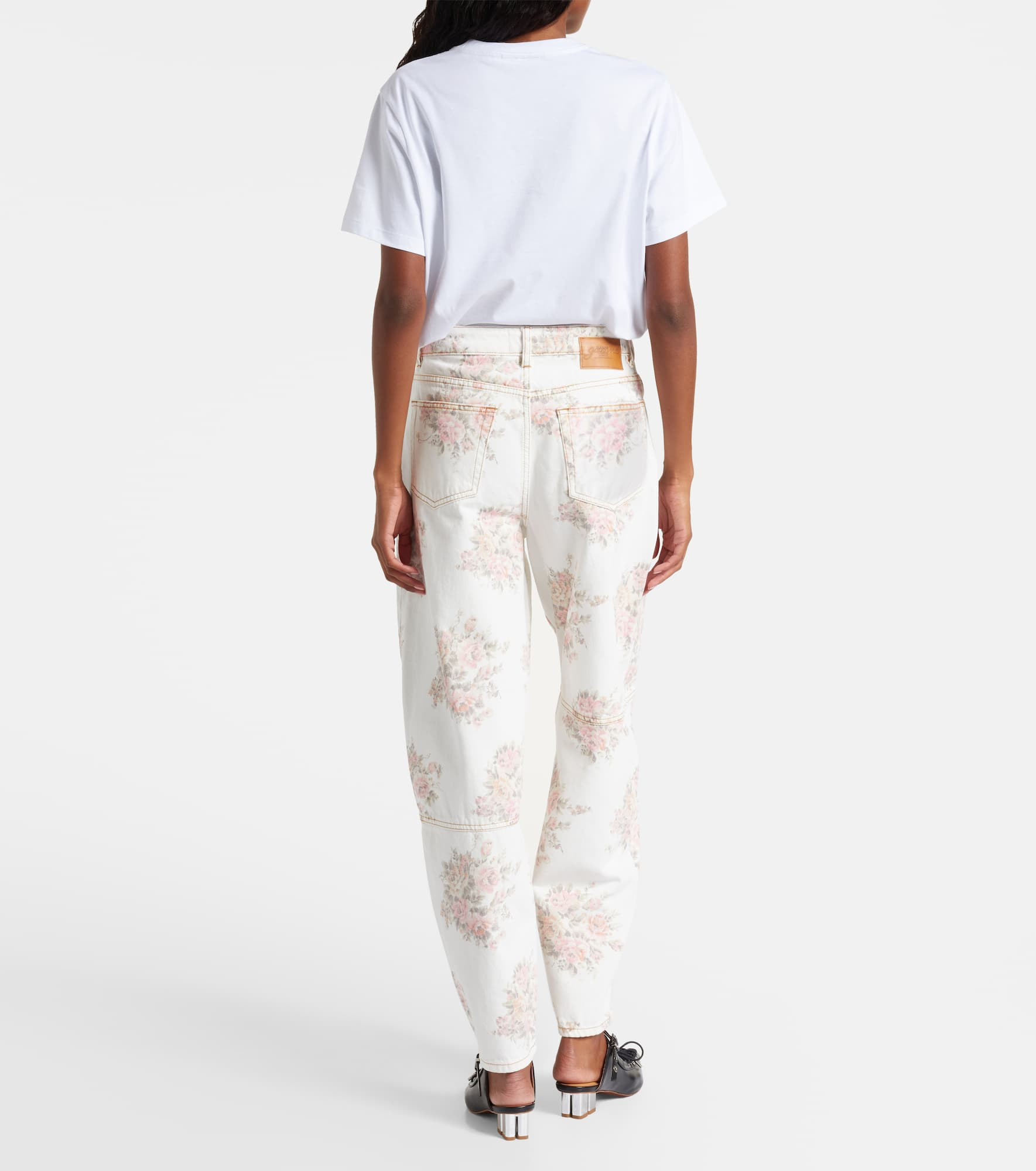 Stary floral mid-rise barrel-leg jeans - 3