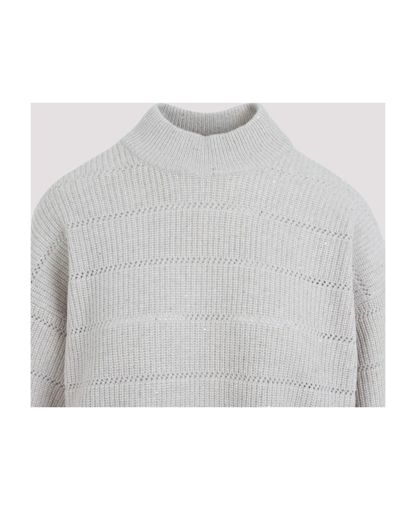 Mock Neck Lana Cashmire Stripe Pullover - 5