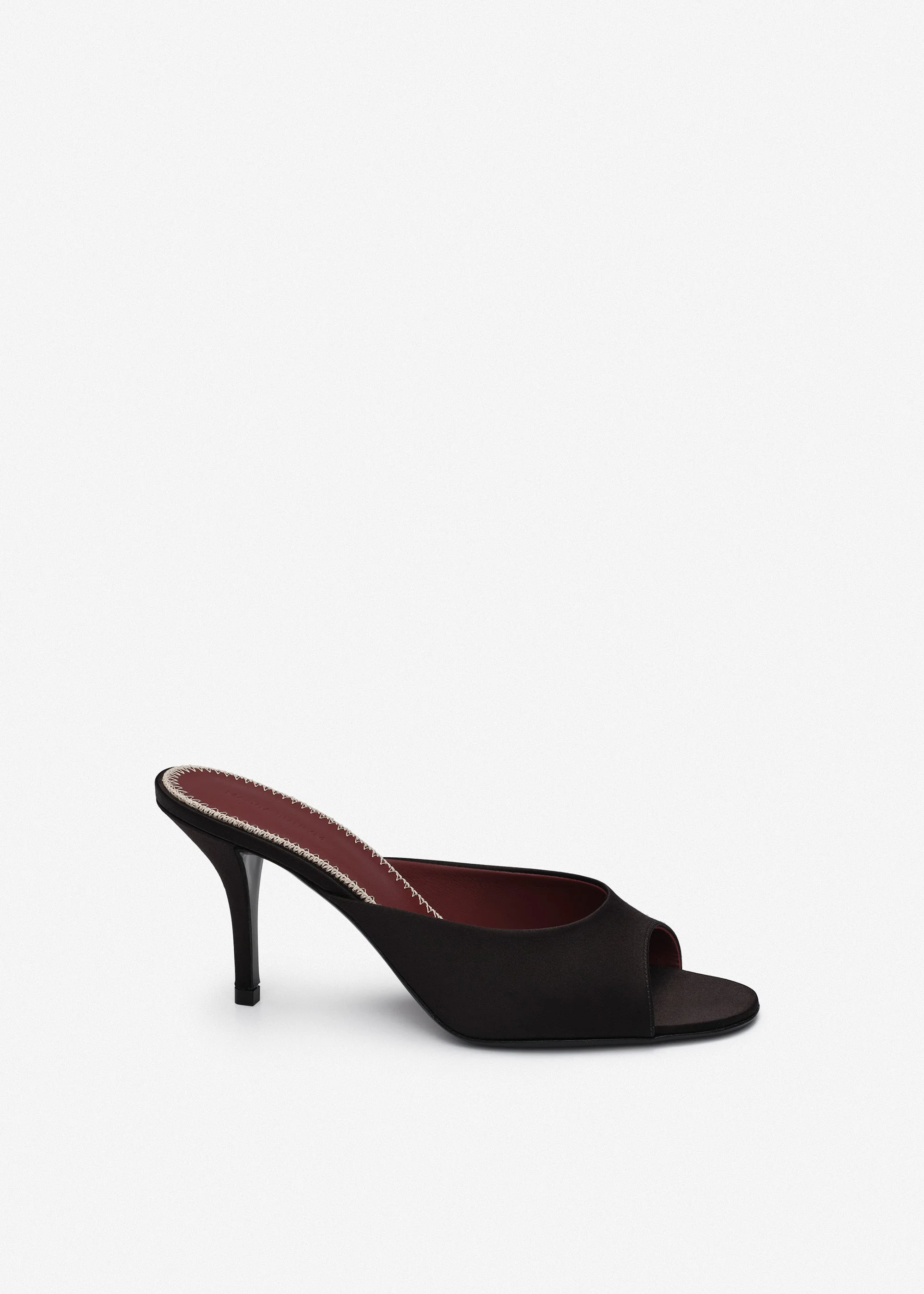 Satin pointed-toe mules in black - 1