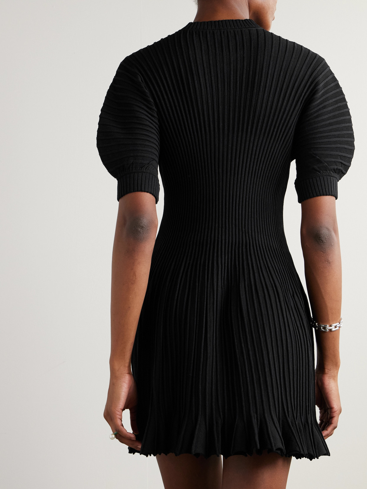 Talie Pleated Ribbed-knit Mini Dress - 3