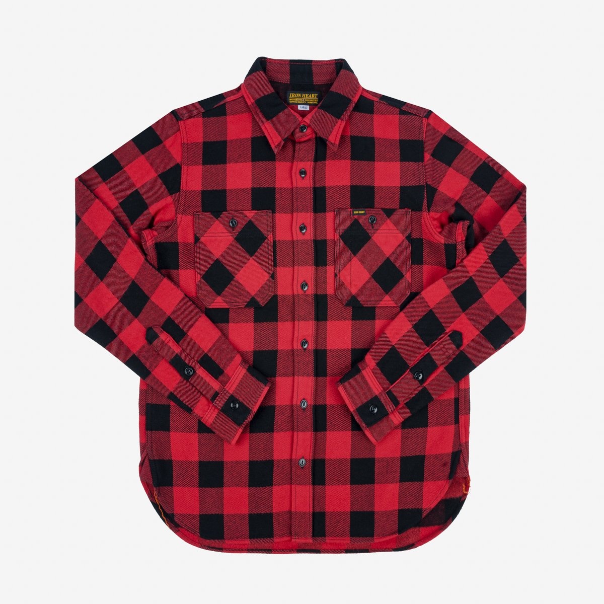 IHSH-244-RED Ultra Heavy Flannel Buffalo Check Work Shirt Red/Black - 1