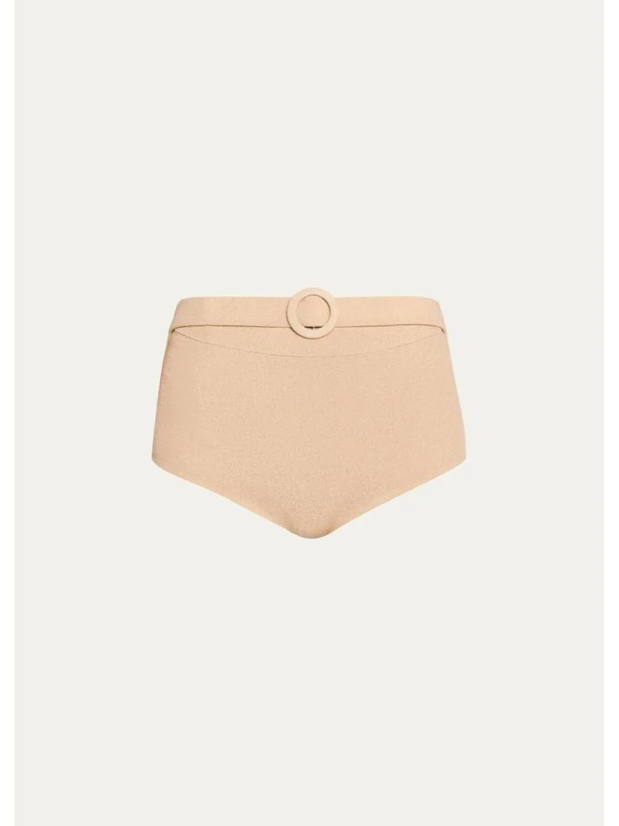 Danice Metallic High-Waist Bikini Bottoms - 1