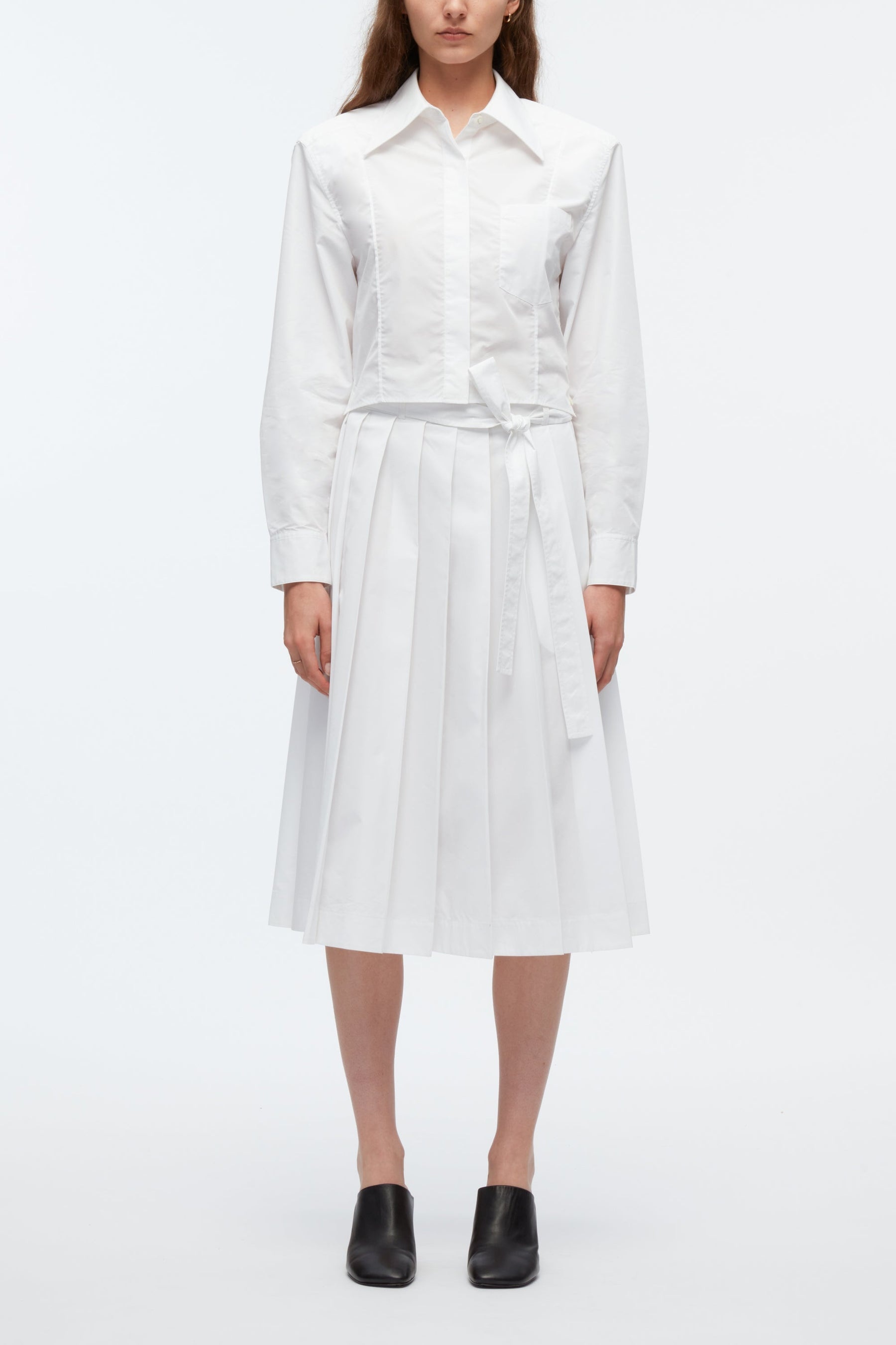 Knife Pleat Belted Skirt - 1