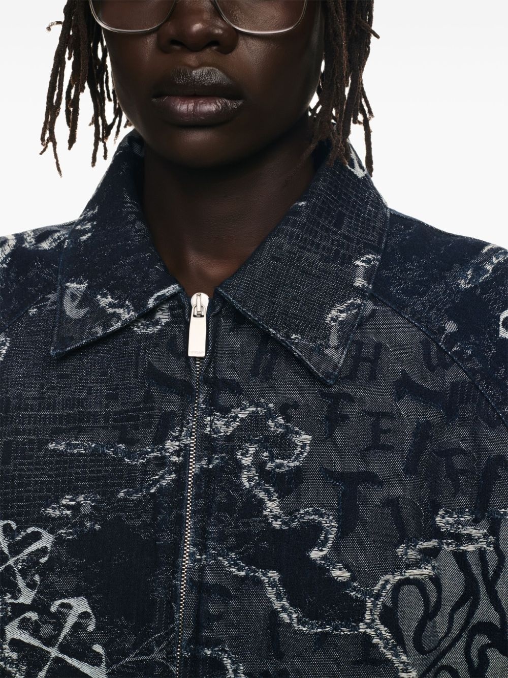 patterned-jacquard bomber jacket - 5