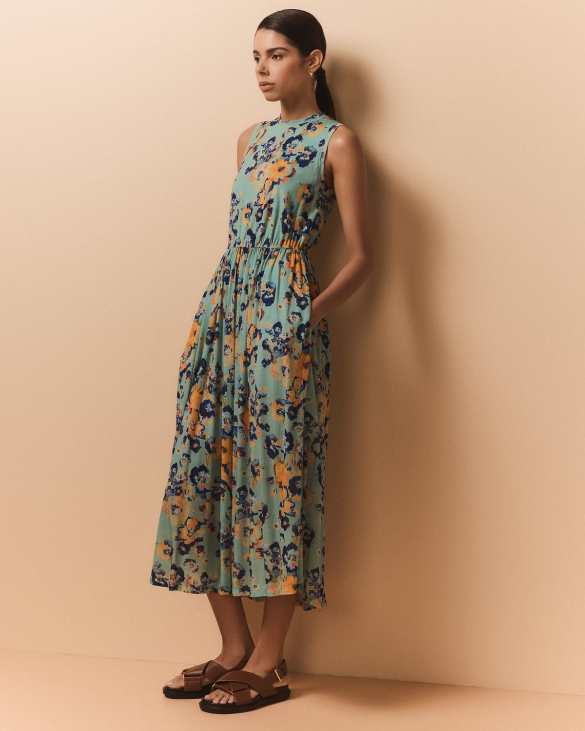 Livia Sleeveless Ruched Floral Maxi Dress - 3