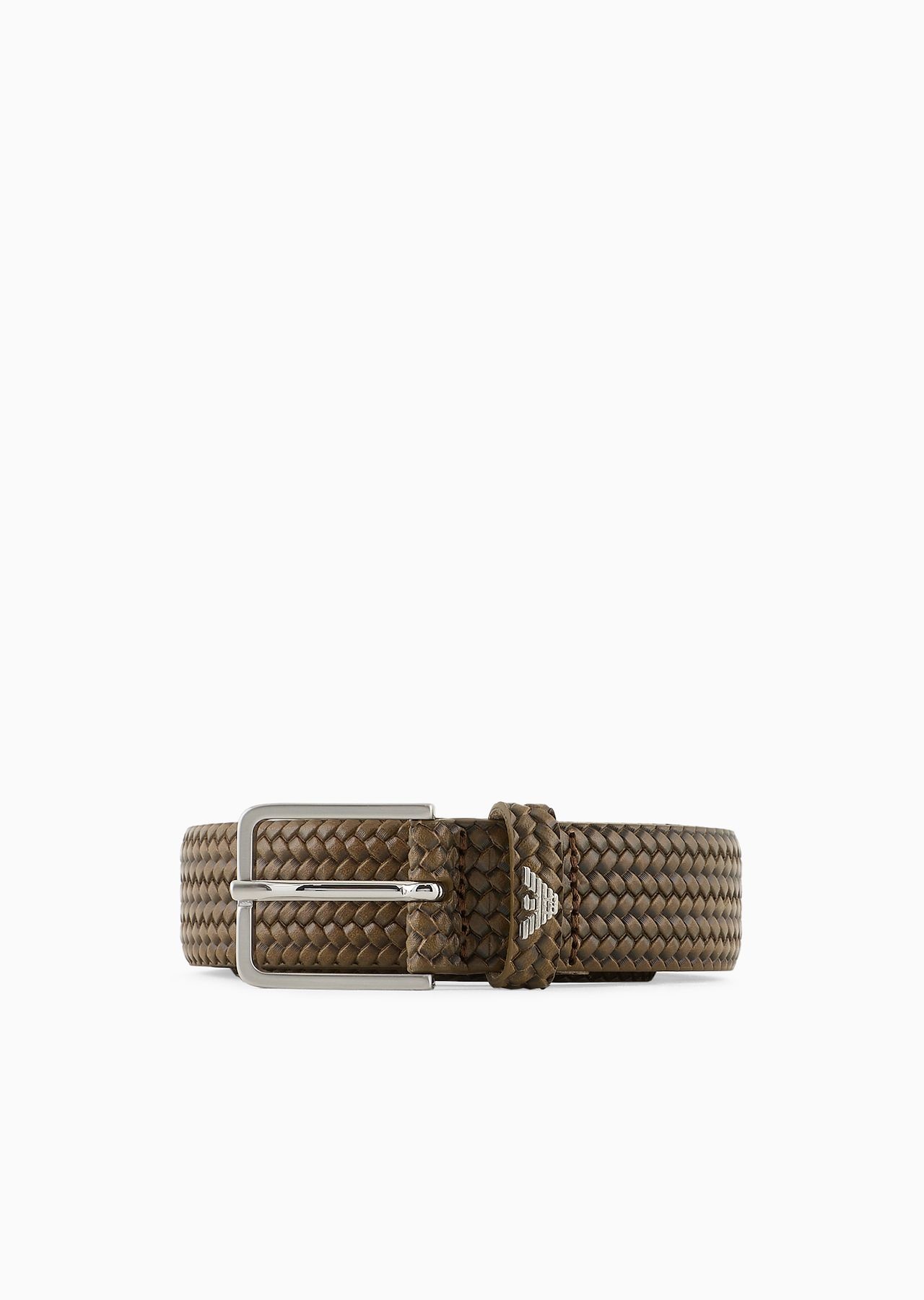 Leather belt with braided-effect print - 1