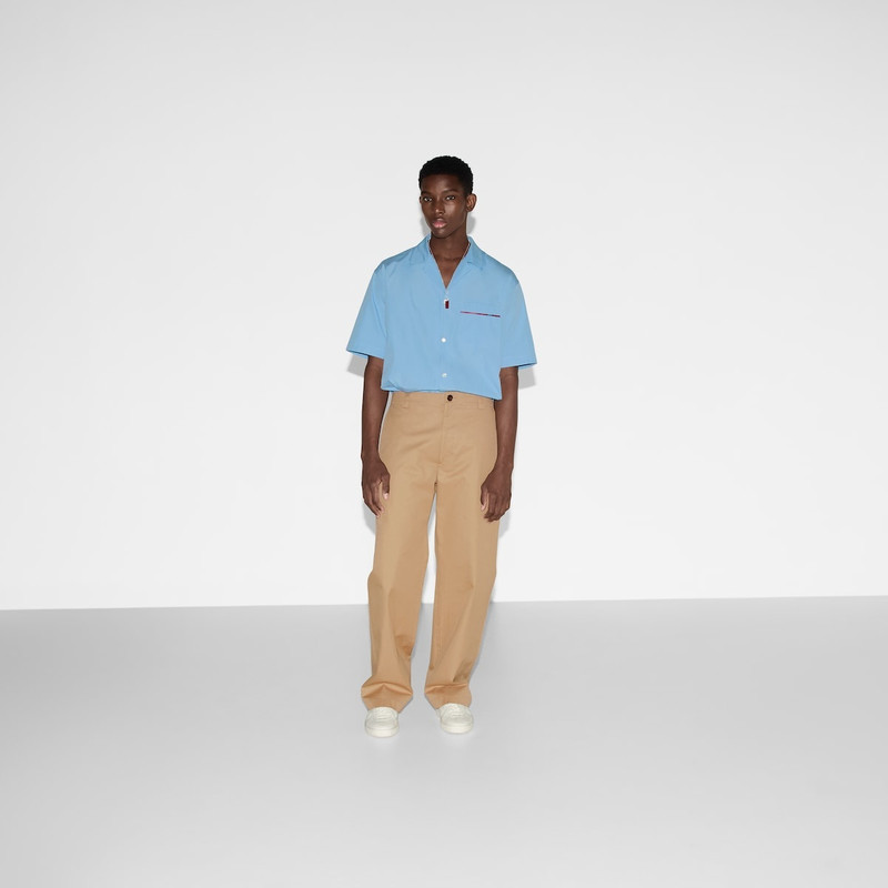 GUCCI Compact cotton twill pants with Web outlook