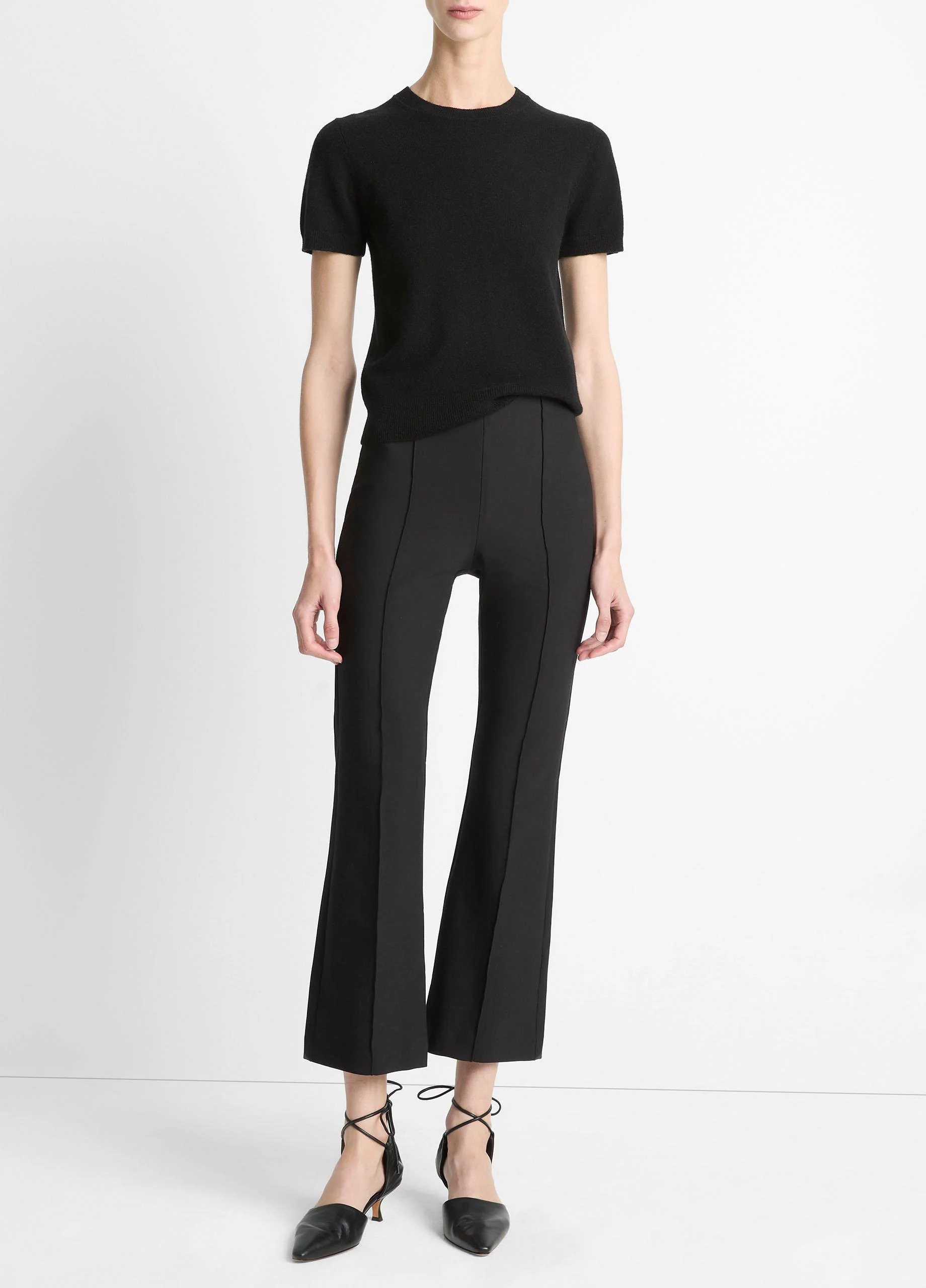 Niki Mid-Rise Pintuck Crop Flare Pant - 1