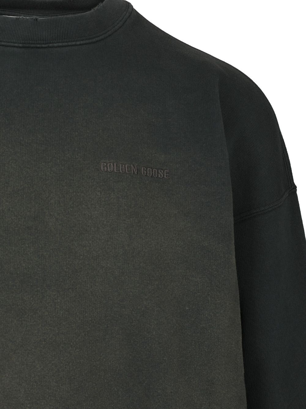 Journey Unisex Crew Neck Dyed Cotton Fleece Bleaching Effect With Embroidery Sweatshirts Black - 4