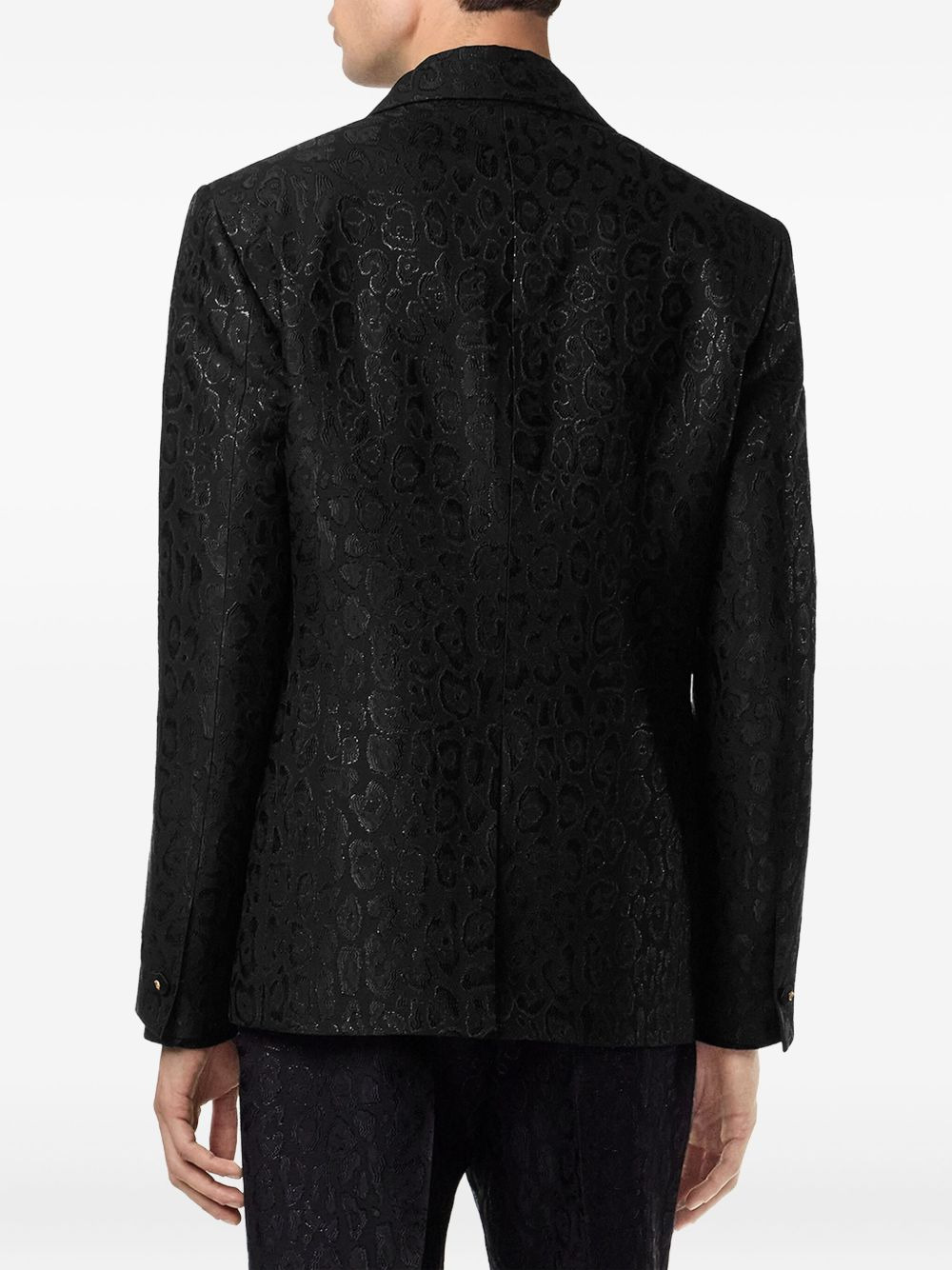 leopard-print satin-lapel blazer - 4