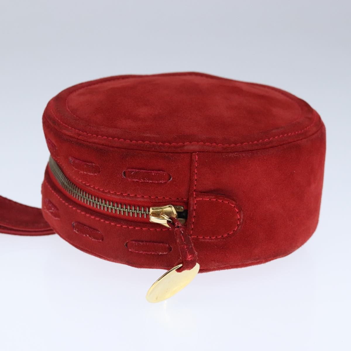 CELINE Hand Bag Suede Red Gold - 4