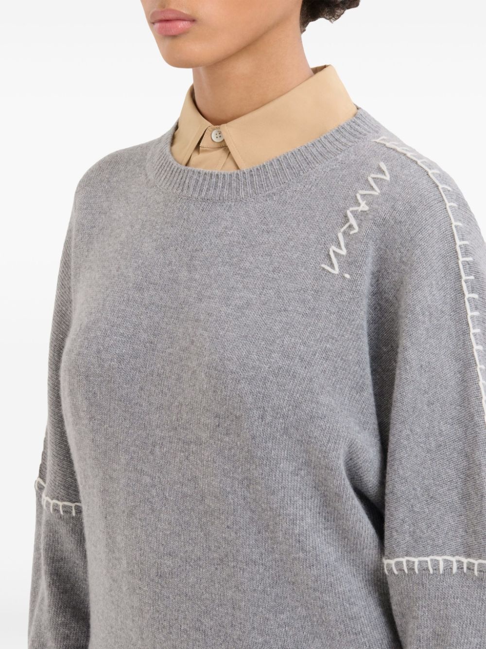 whipstitch-trim sweater - 4