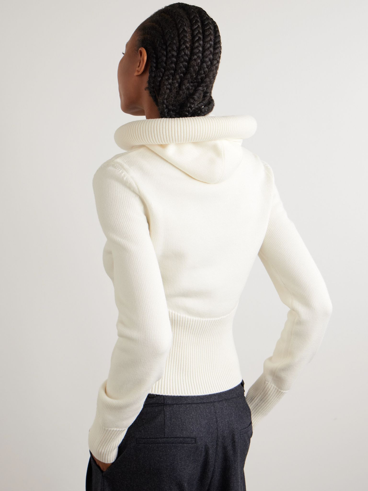 Wool hooded sweater White - 3