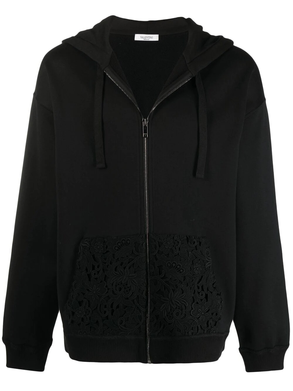 logo floral lace hoodie - 1