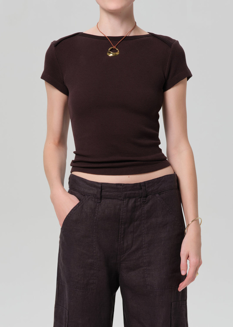 Citizens of Humanity Baby Waffle Tee In Chocolate outlook