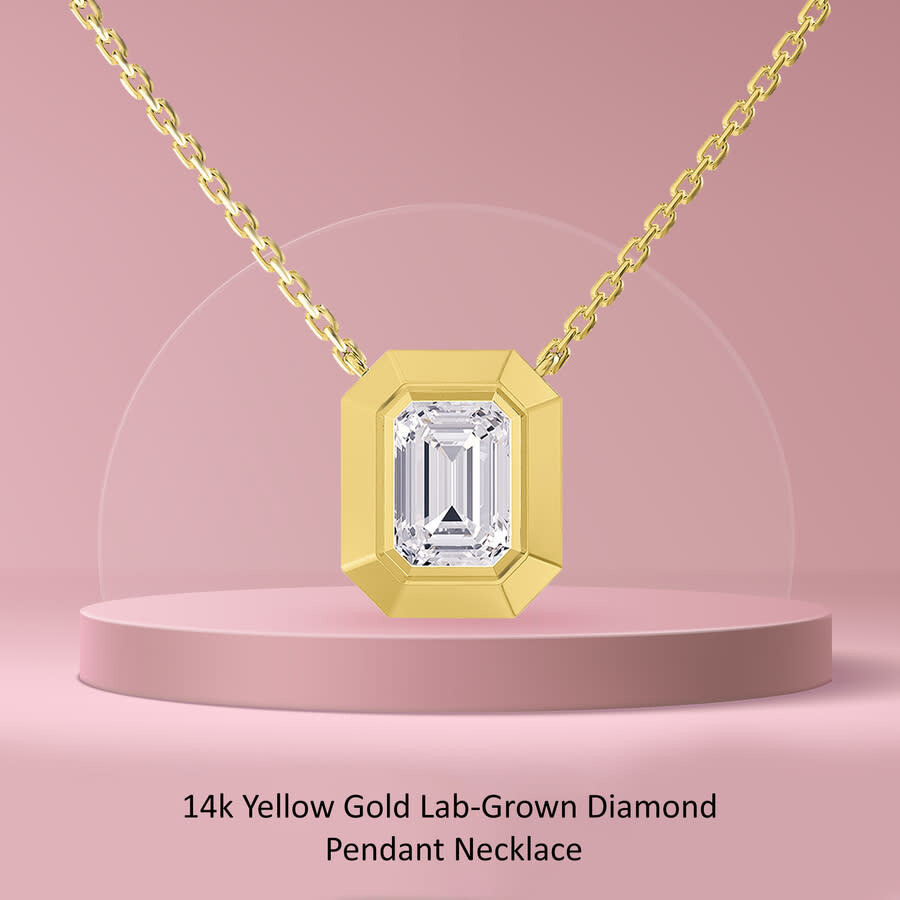 Diamond2Deal - Diamond2Deal 14k Yellow Gold 3 Carat Radiant Ct Lab Grown Diamond Pendant Necklace 18" VVS-VS, E-F - 4