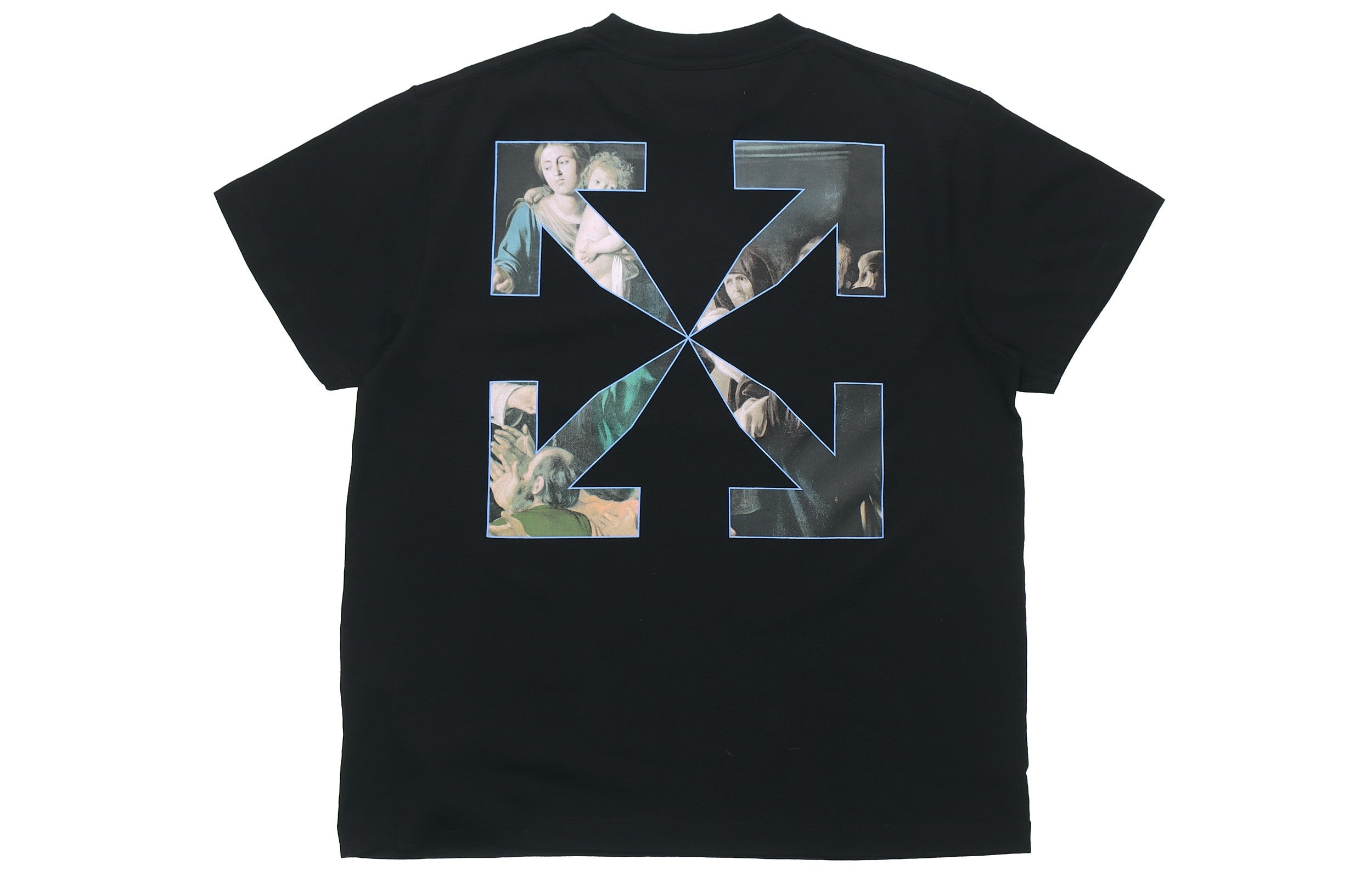 Off-White Caravaggio Painting Pattern Solid Color Short Sleeve Loose Fit Black OMAA038E20JER0051010 - 2