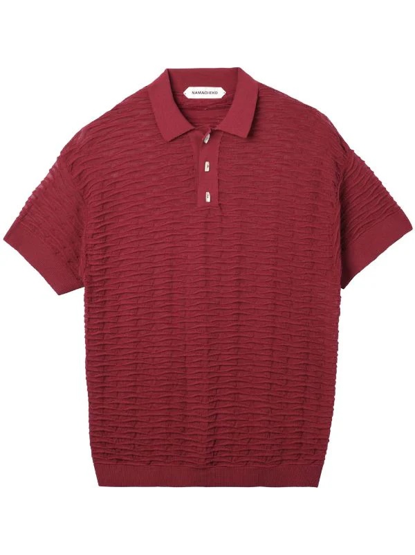 Namacheko Taske Scale Short Sleeve Polo Tops Burgundy - 1