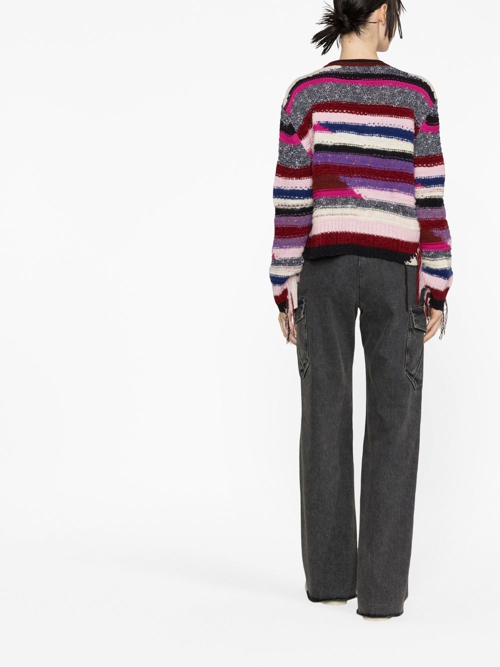striped fringed cardigan - 4