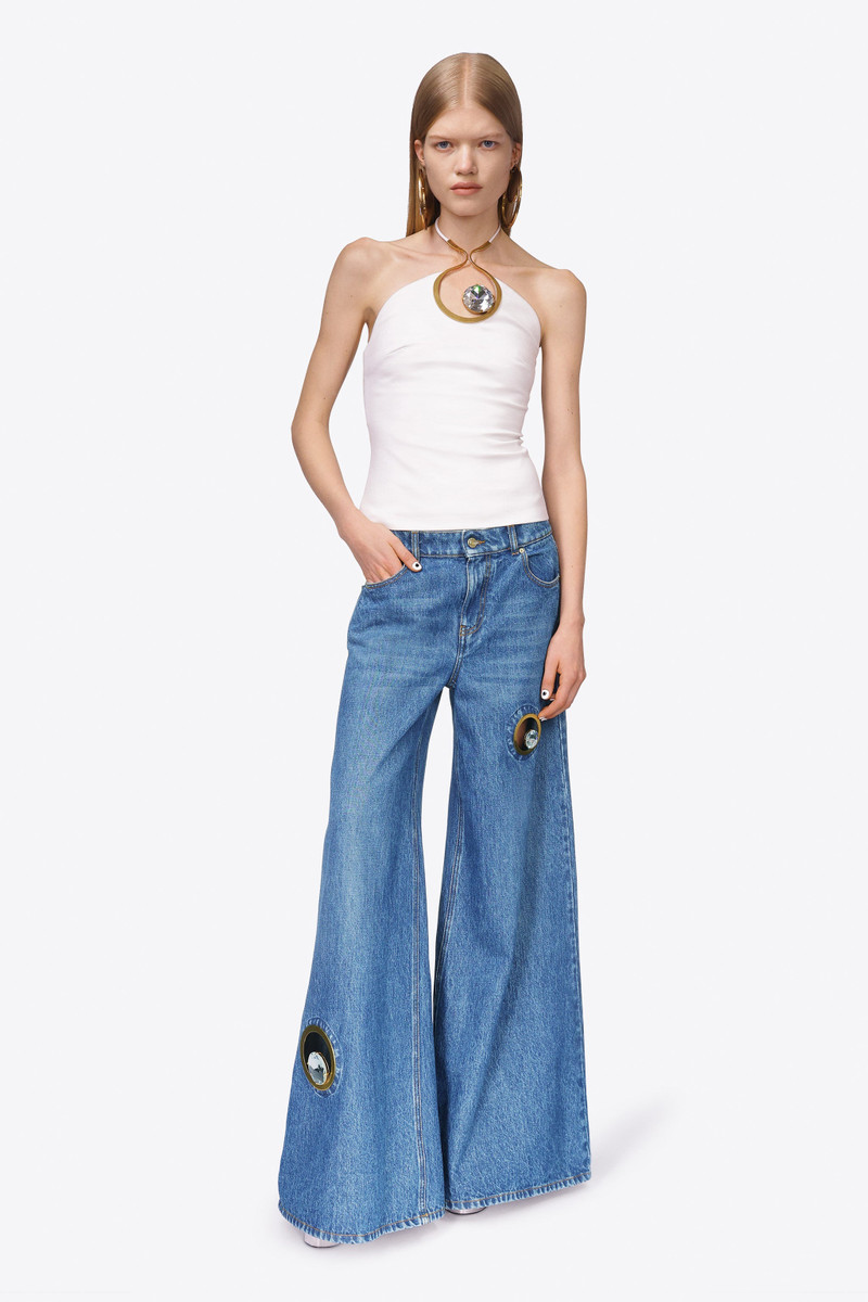 CRYSTAL EYELET WIDE LEG JEAN 4