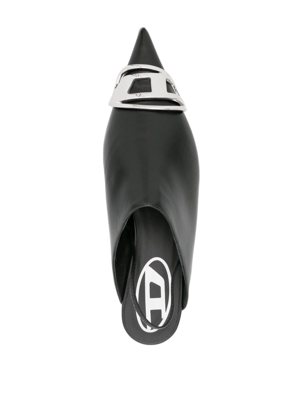 logo-plaque leather mules - 4