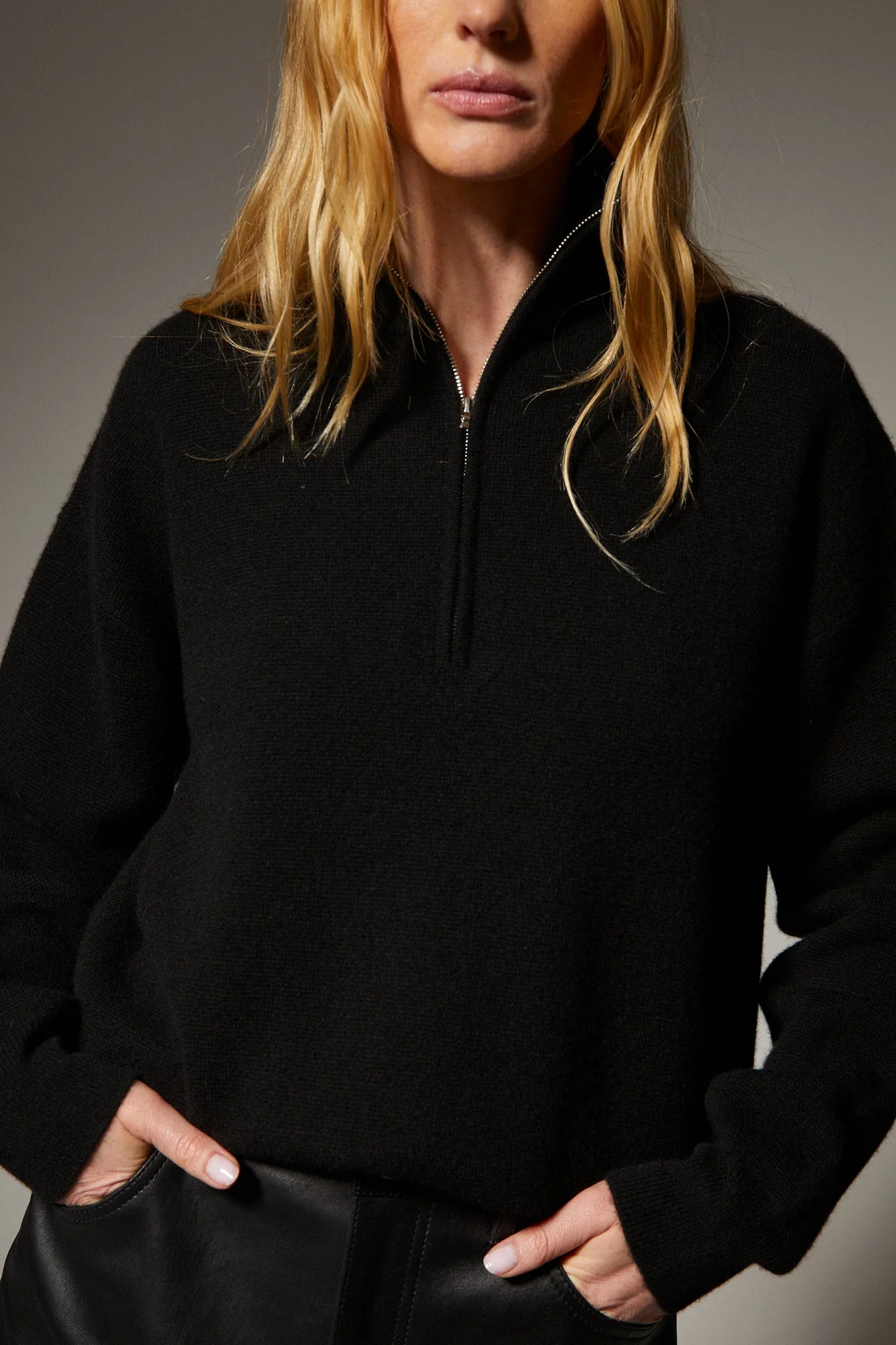 CASHMERE QUARTER ZIP SWEATER - 1
