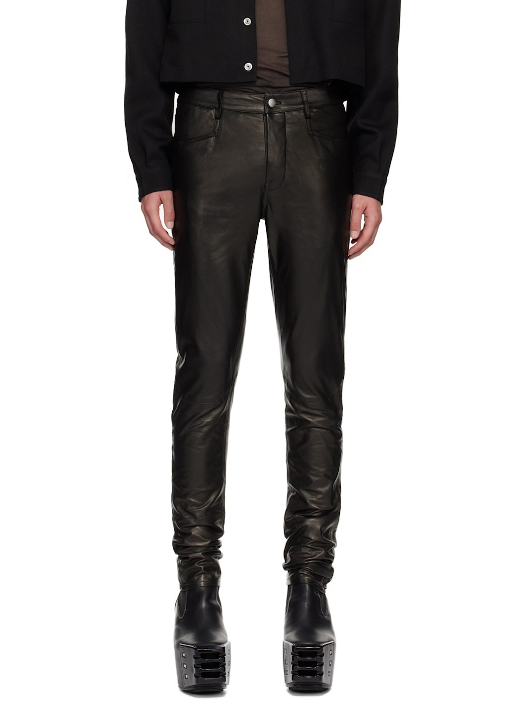 Black Porterville Tyrone Leather Pants - 1
