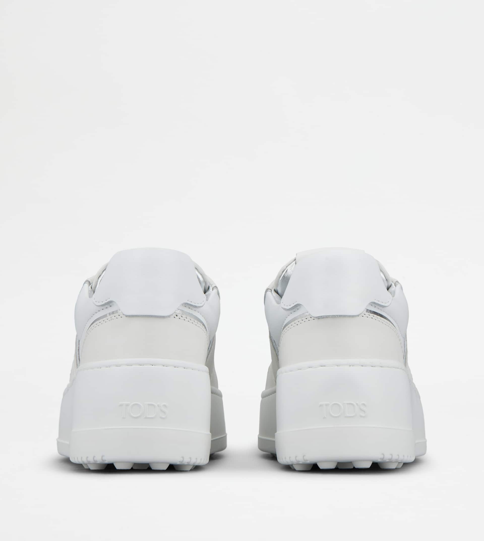 PLATFORM SNEAKERS IN LEATHER - WHITE - 3