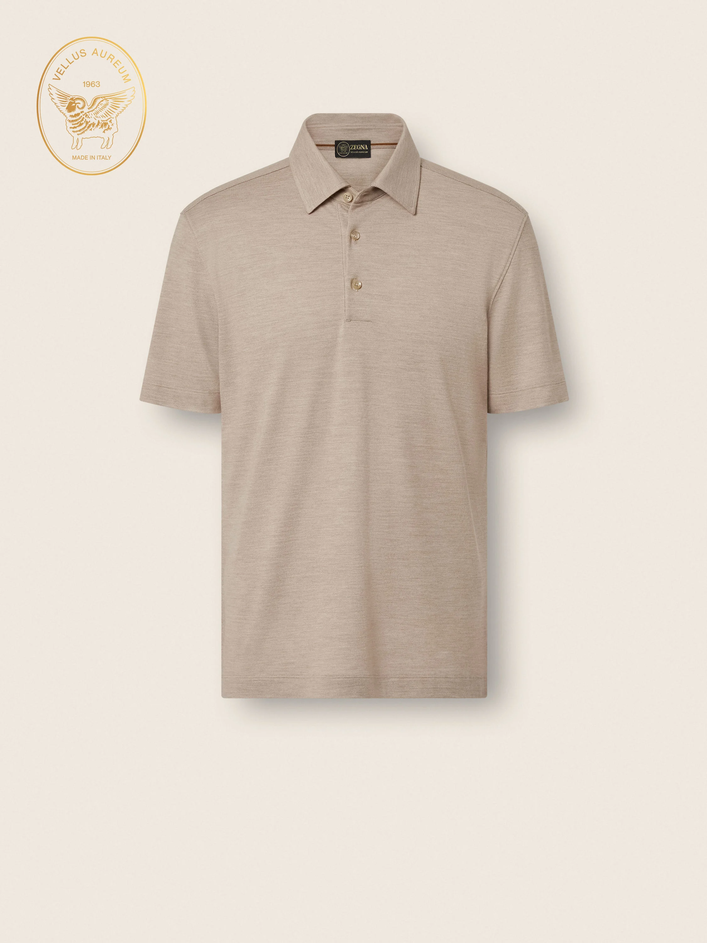 LIGHT TAUPE VELLUS AUREUM POLO SHIRT - 1