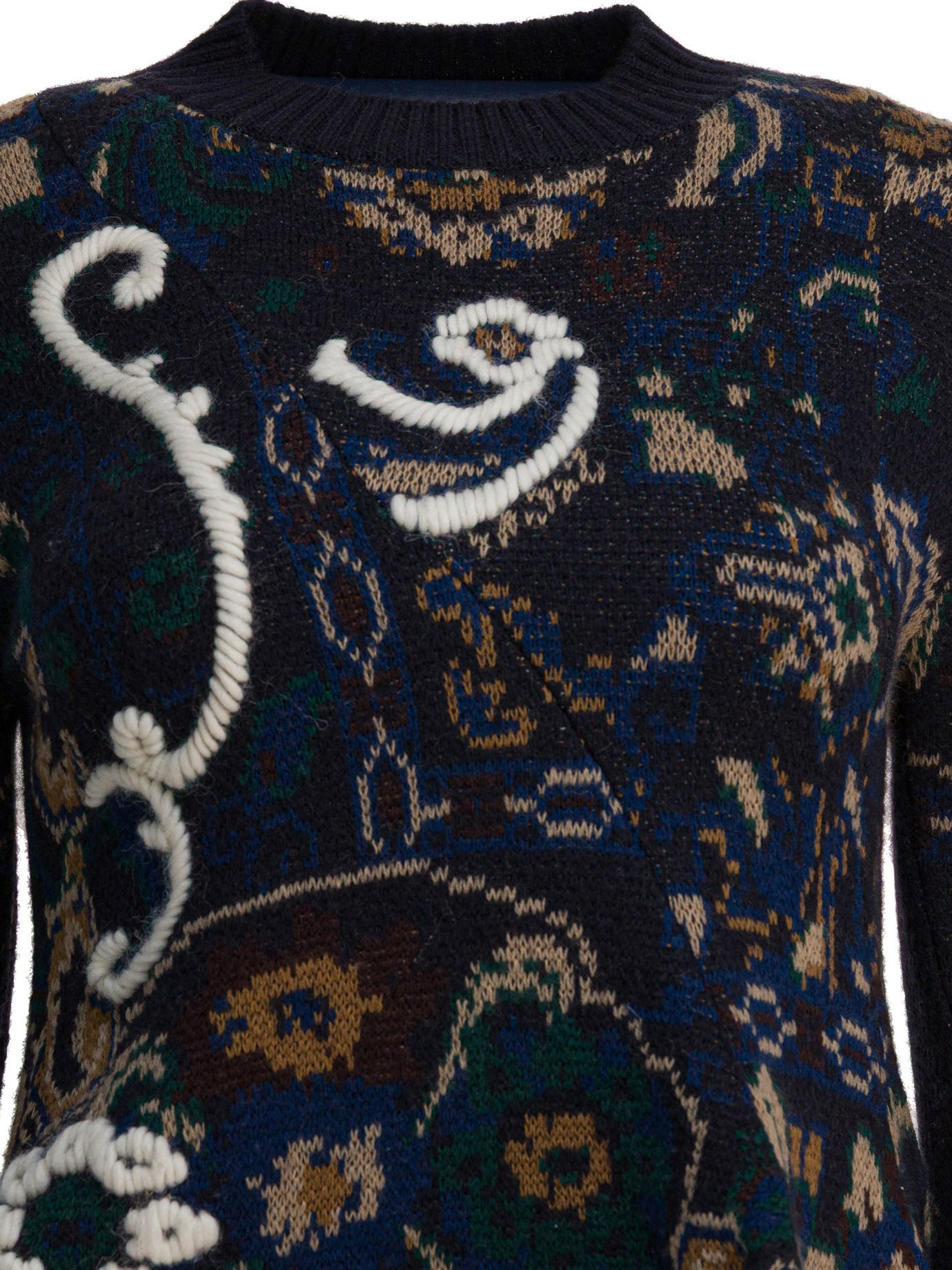 Sacai Women Floral Jacquard Knit Sweater - 3