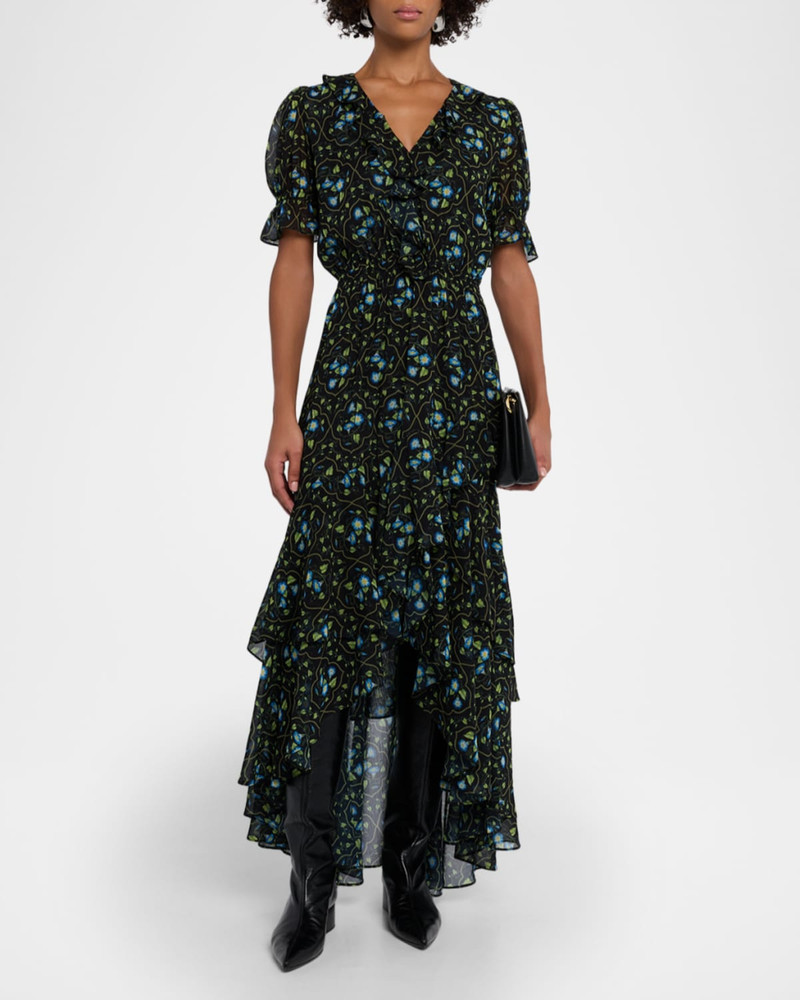 MISA Jodie Morning Glory Lattice High-Low Maxi Dress outlook