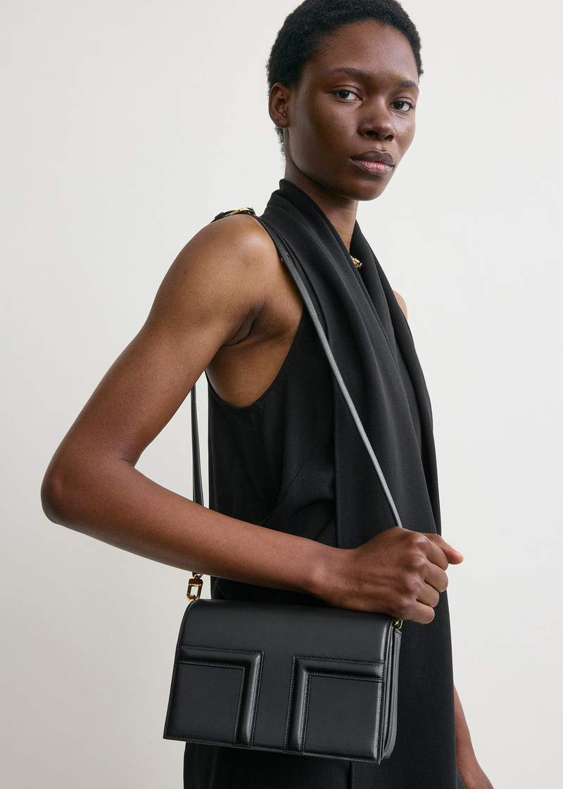 Mini T-flap leather bag black 4