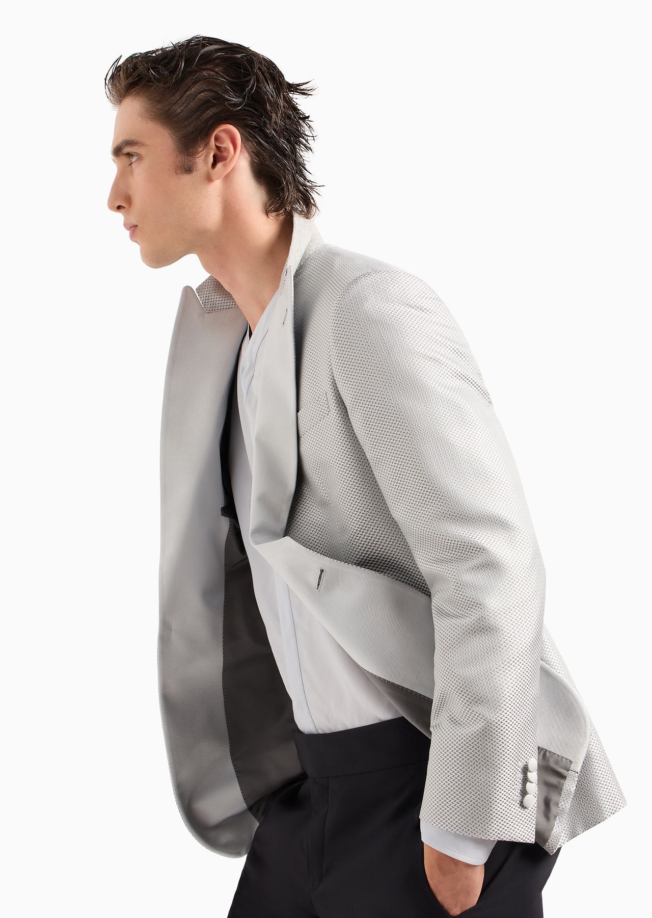 Soho line single-breasted tuxedo jacket in silk jacquard - 6