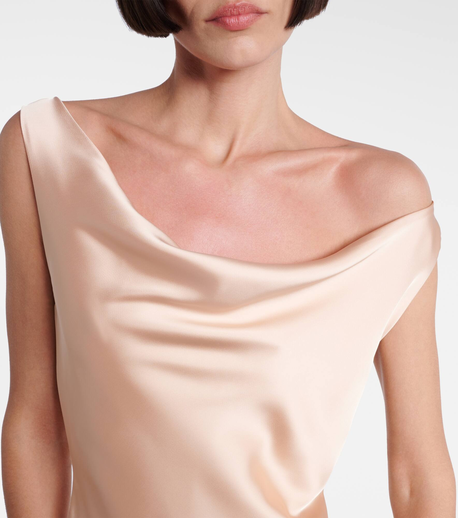 Maria asymmetric crêpe satin minidress - 4