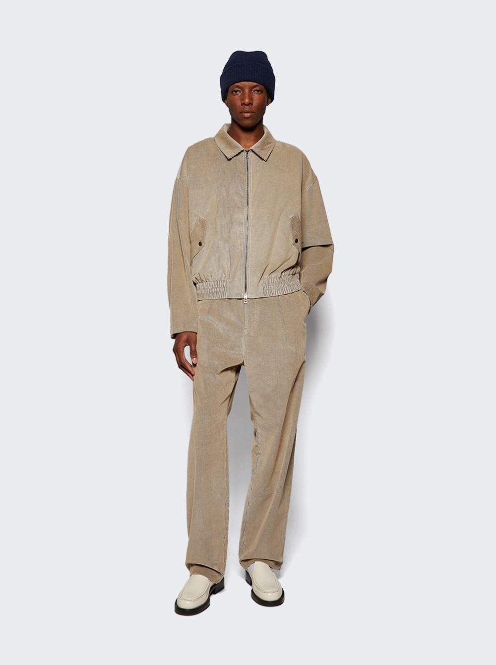 Wale Cord Jacket Silver And Camel - 5